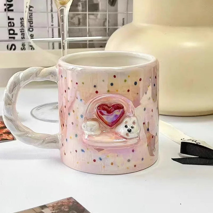 Pink Heart Mug With Dog