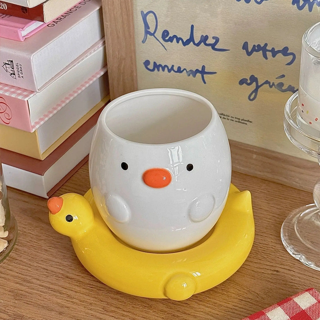 Adorable Duck Ceramic Mug with Yellow Floaty Base