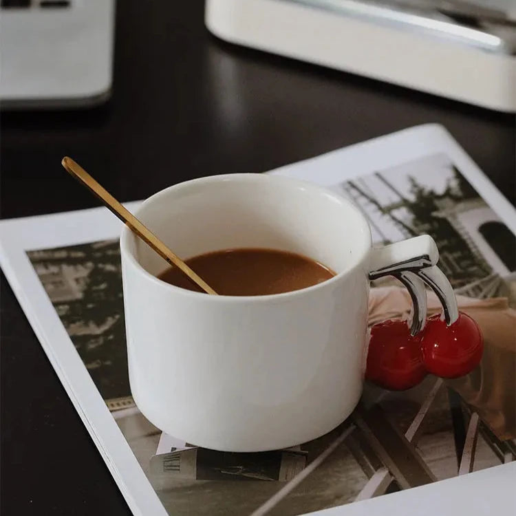 Cherry Handle Ceramic Mug