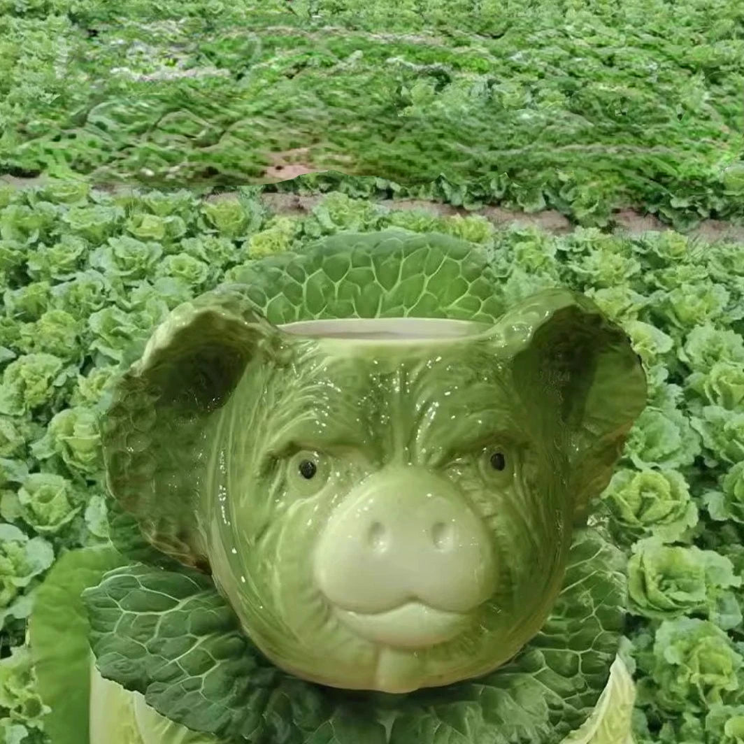 Cabbage Green Pig Mug