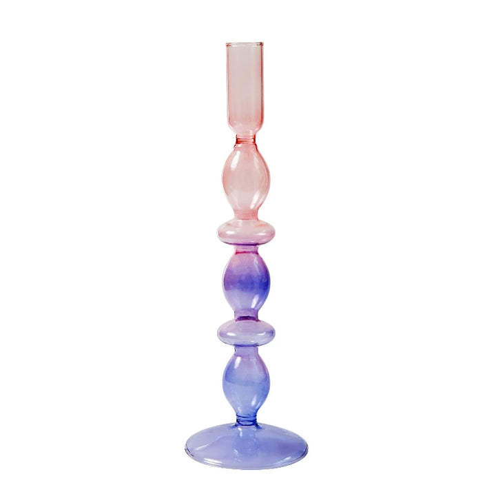 Rainbow Colour Glass Retro Candlesticks Taper Candle Holders - Yililo