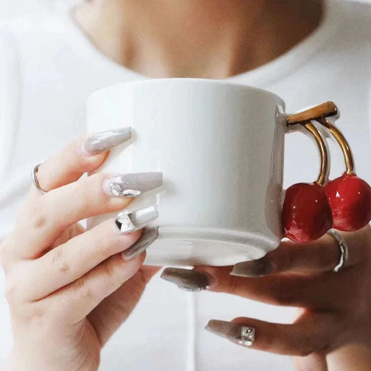 Cherry Handle Ceramic Mug - Yililo