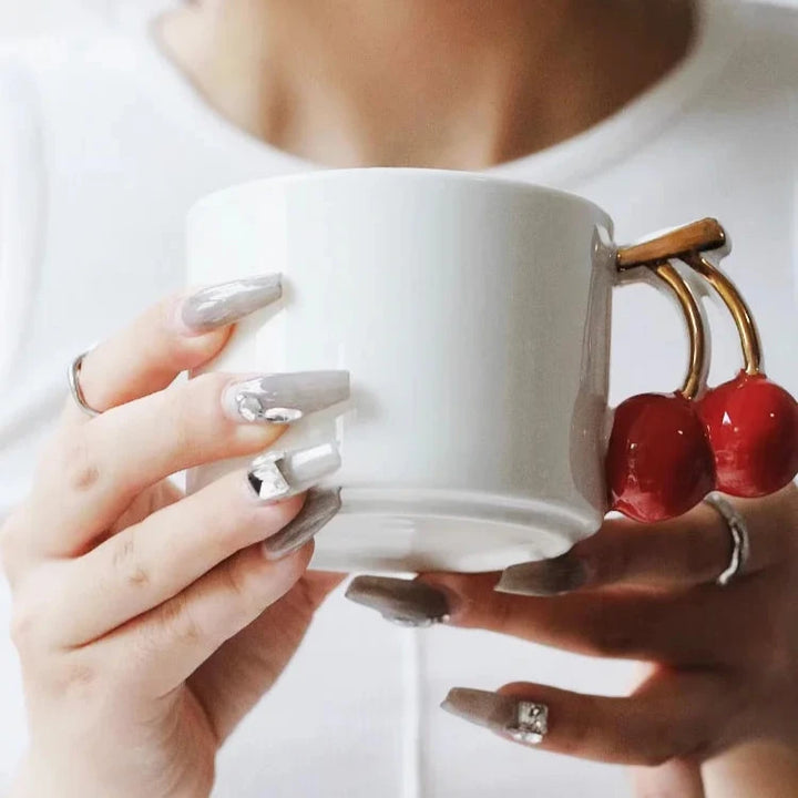 Cherry Handle Ceramic Mug