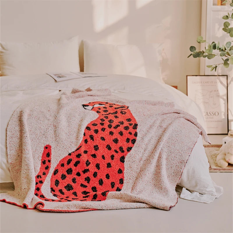 Sitting Leopard Fluffy Blanket - Yililo