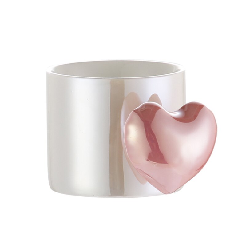 Pearl Effect Heart Handle Mug Kawaii Cute Cup