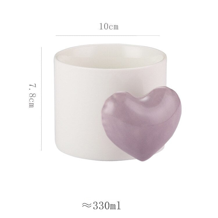 Pearl Effect Heart Handle Mug Kawaii Cute Cup - Yililo