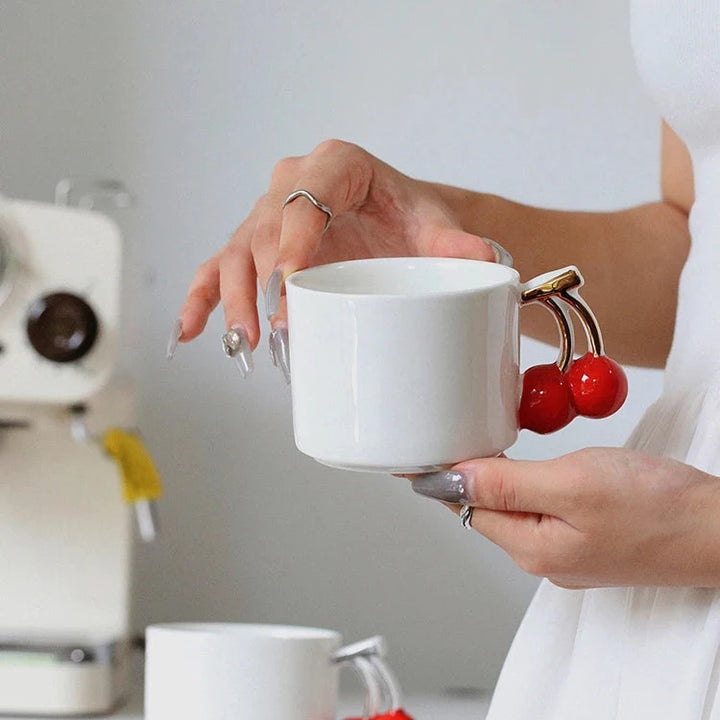 Cherry Handle Ceramic Mug