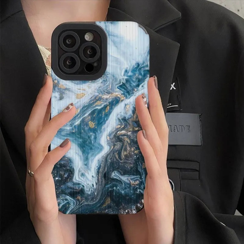 Swirl Blue Marbled iPhone Case - Yililo