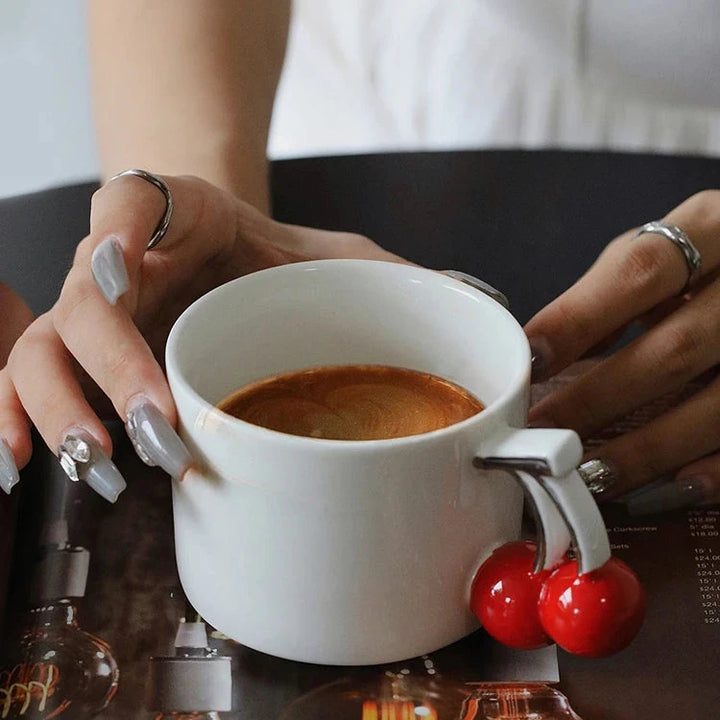 Cherry Handle Ceramic Mug