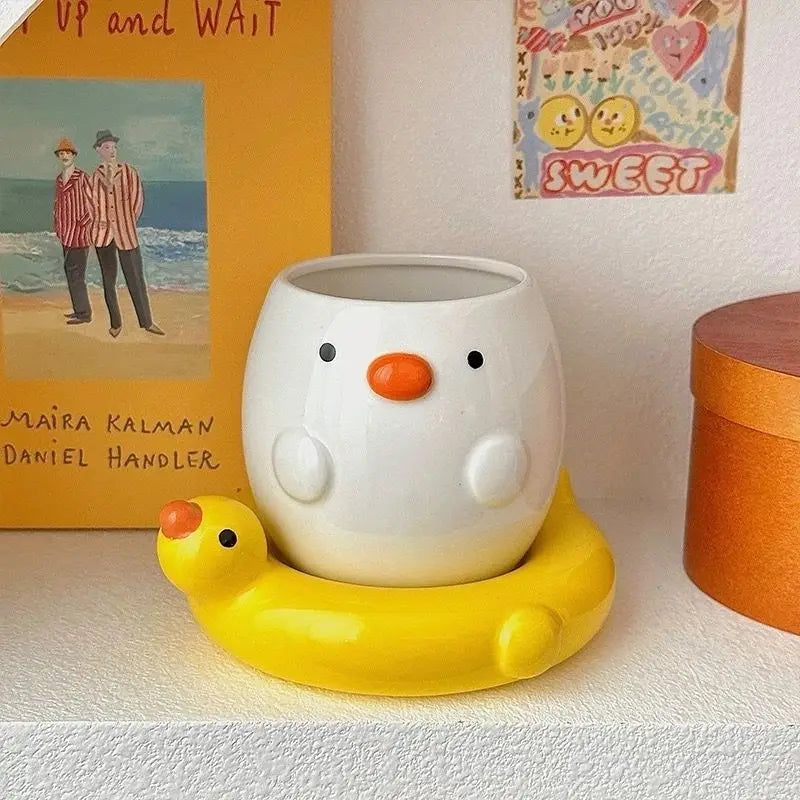 Adorable Duck Ceramic Mug with Yellow Floaty Base