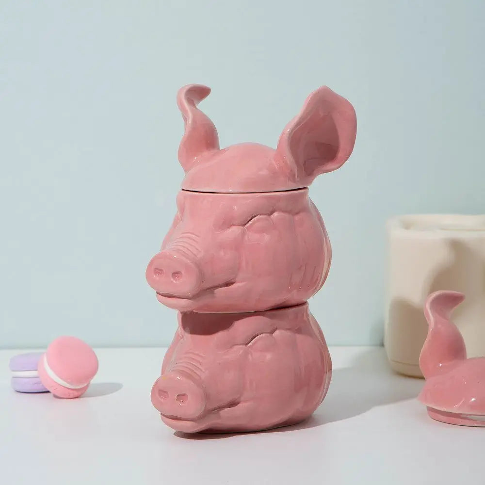 Pink Pig Head Mug With Lid - Yililo