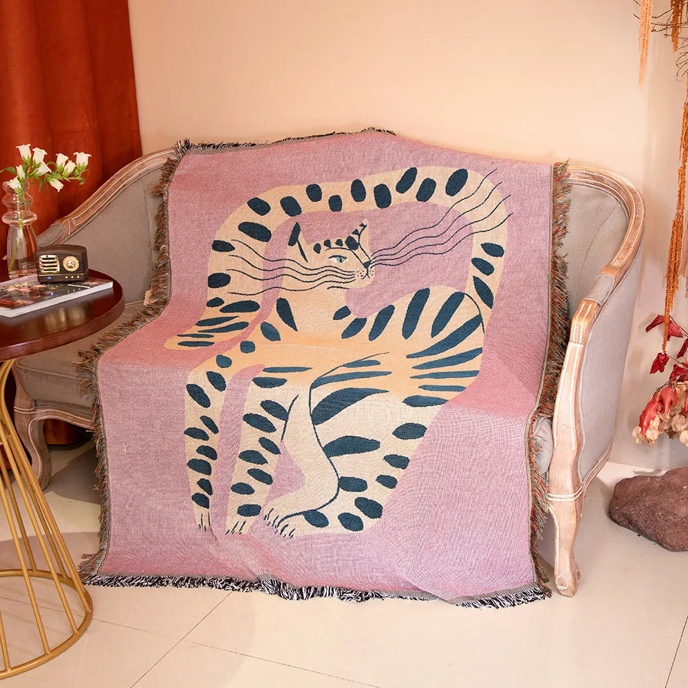 Pink Leopard Boho Wall Tapestry Blanket - Yililo
