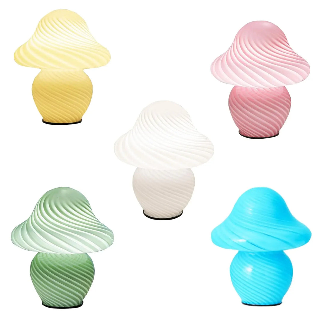 Mushroom Toad Stool Glass Striped Table Lamp - Yililo