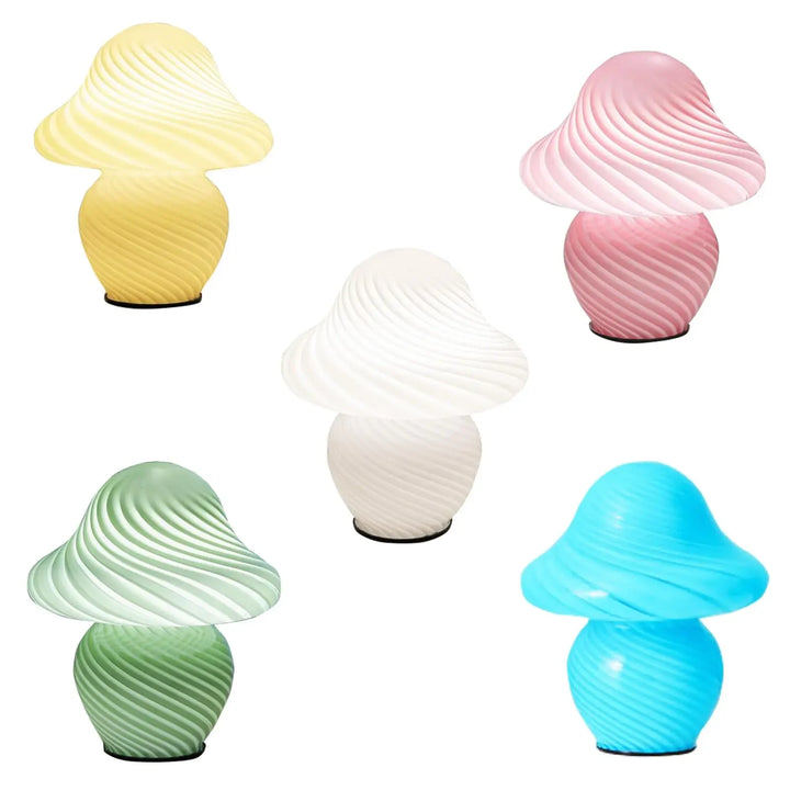 Mushroom Toad Stool Glass Striped Table Lamp