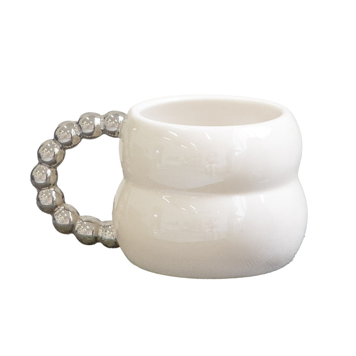 Luxury Silver Bead Handle Glossy Cup