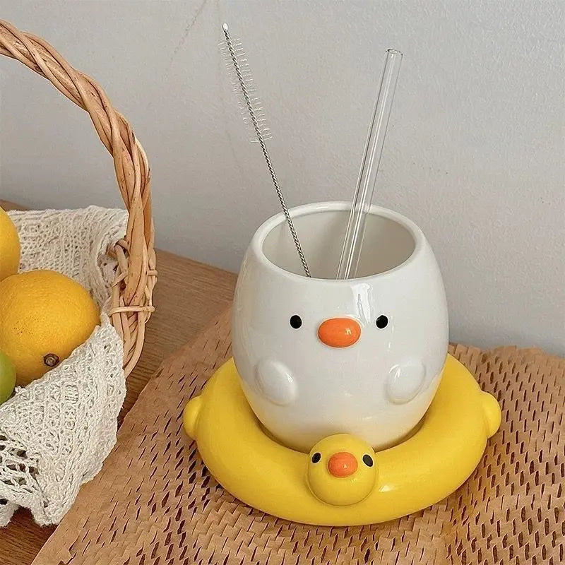 Adorable Duck Ceramic Mug with Yellow Floaty Base - Yililo