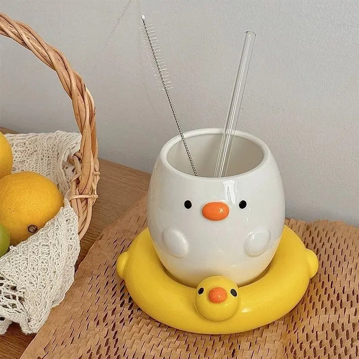 Adorable Duck Ceramic Mug with Yellow Floaty Base