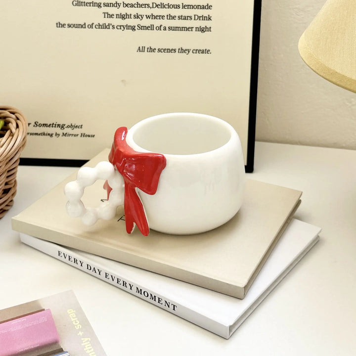 Bubble Handle Bow Mug And Spoon - Yililo