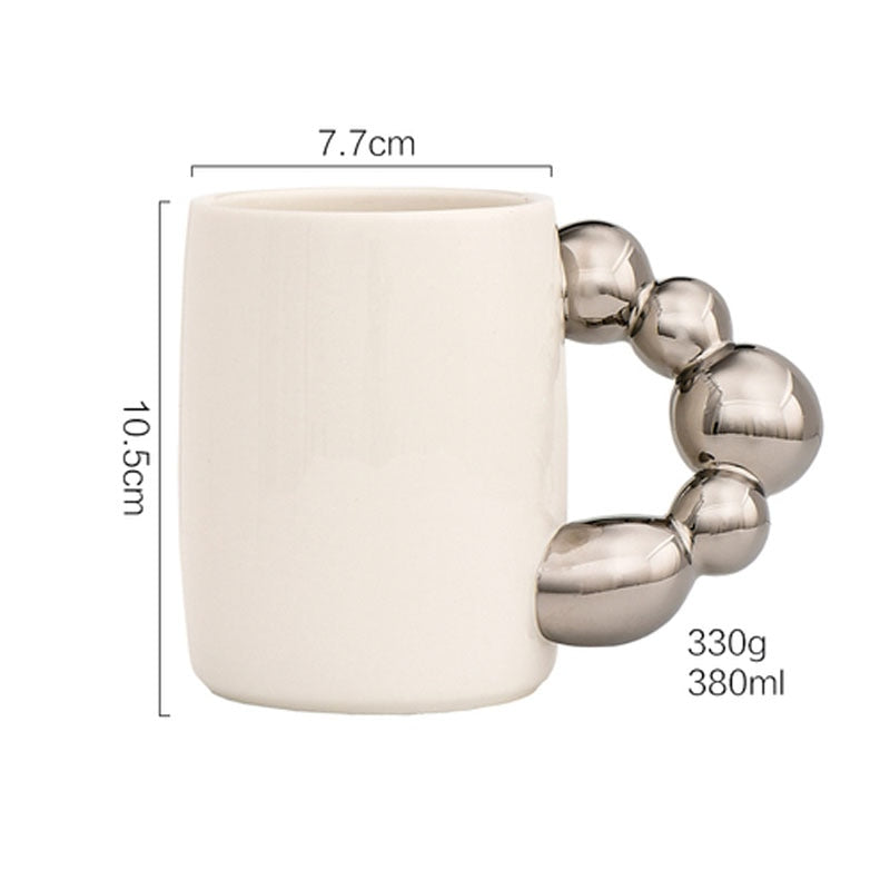 Nordic Silver Ceramic Cup Chrome Luxury Coffee Mug