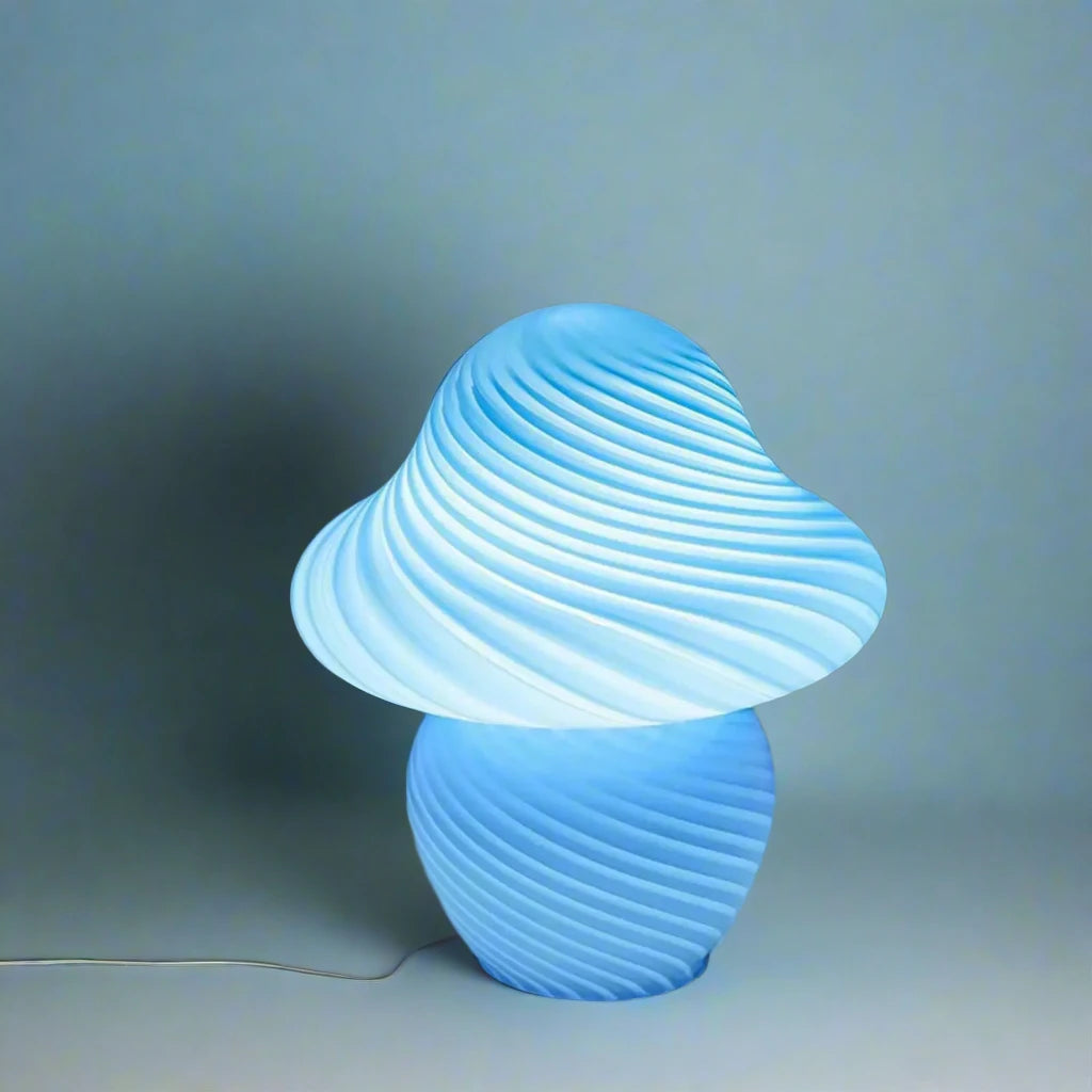 Mushroom Toad Stool Glass Striped Table Lamp - Yililo