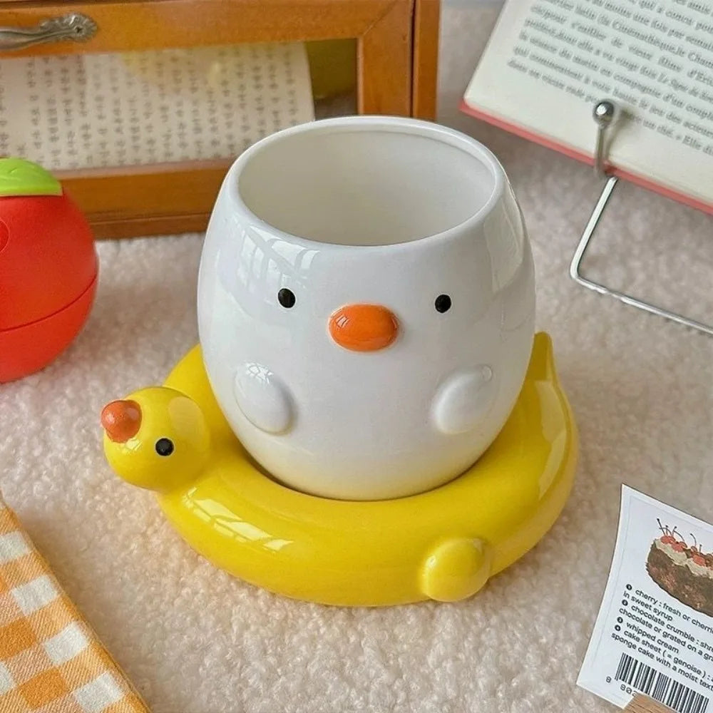 Adorable Duck Ceramic Mug with Yellow Floaty Base