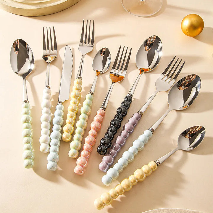 Bubble Cutlery White Set Of 4 - Yililo