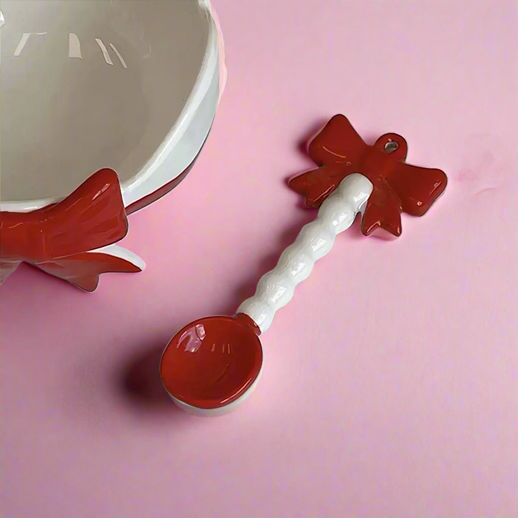 Bubble Handle Bow Mug And Spoon