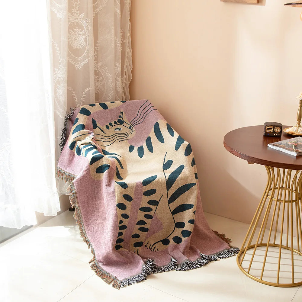 Rosa Leopard Boho Wandteppich Decke