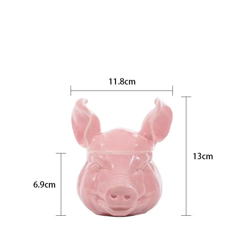 Pink Pig Head Mug With Lid - Yililo