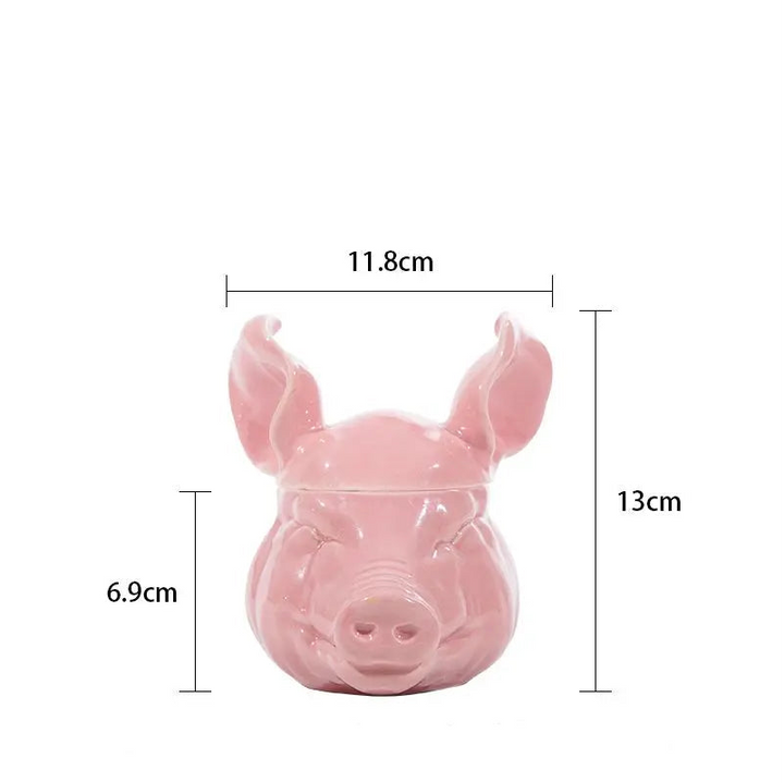 Pink Pig Head Mug With Lid - Yililo