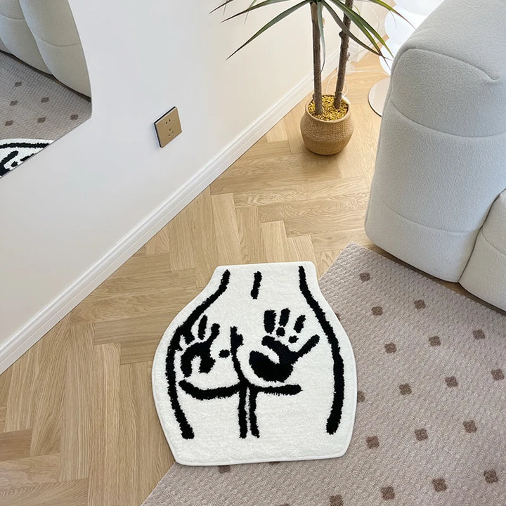Curvy Butt Black And White Rug