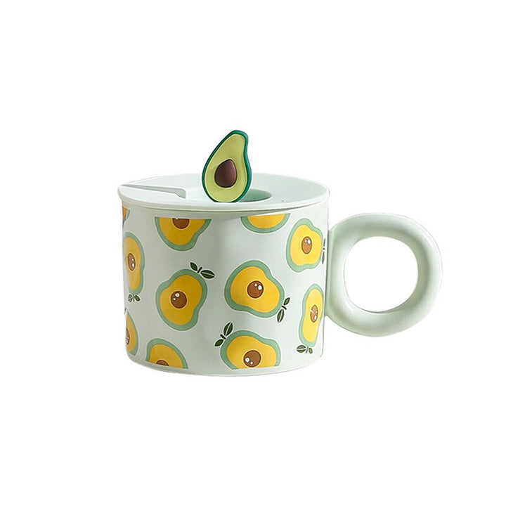 Fruit Cup with Circle Handle Avocado Lemon Strawberry Peach Mug