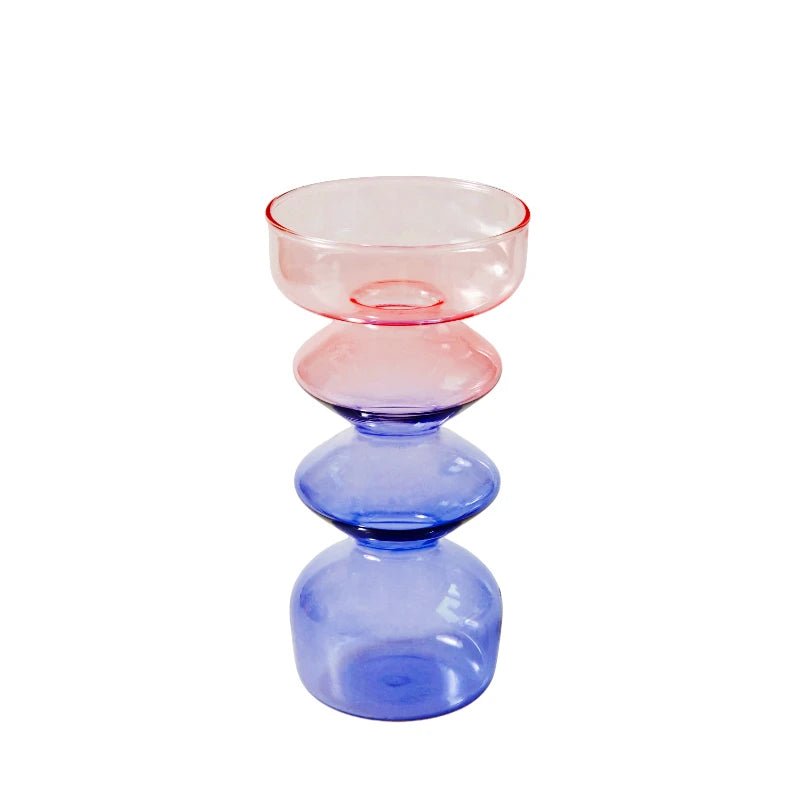 Rainbow Colour Glass Retro Candlesticks Taper Candle Holders - Yililo