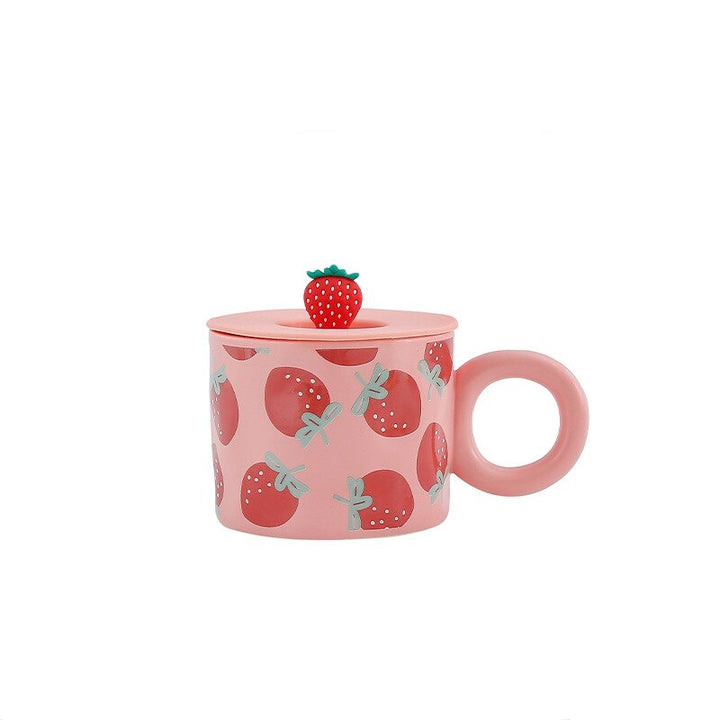 Fruit Cup with Circle Handle Avocado Lemon Strawberry Peach Mug