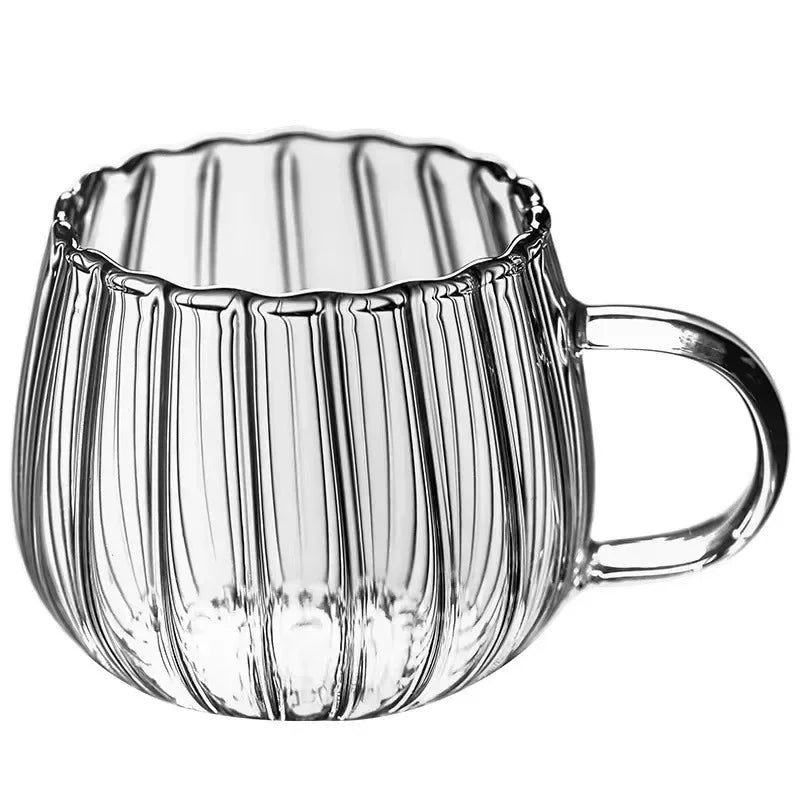 Vertical Stripe Bulb Shape Glass Mug