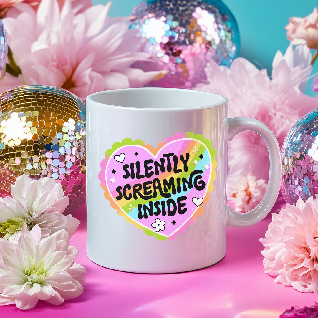 Silently Screaming Rainbow Heart Mug Cup - Yililo