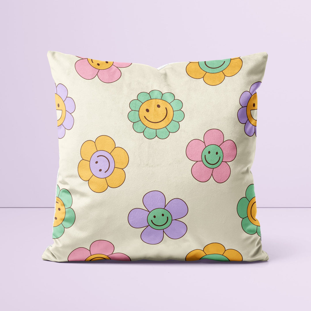 Smiley 90s Flower Cushion - Yililo