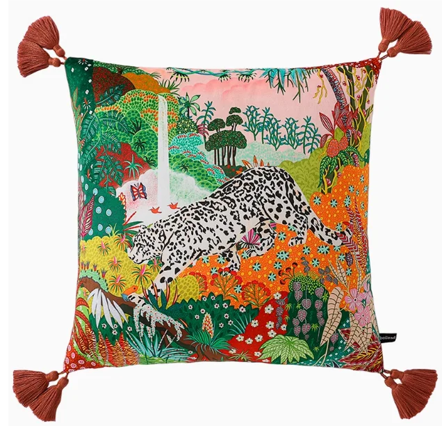 Spotted Leopard Tassel Cushion Cover - Yililo