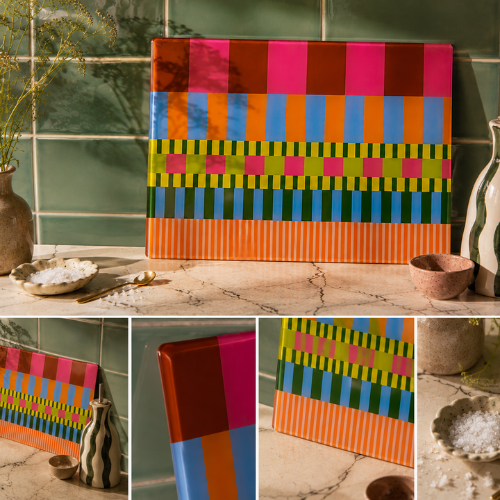 Lifestyle Shot collage of yililo Studio check worktop saver