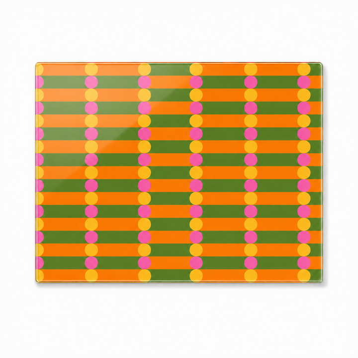 Sunday Stripe glass placemats with soft sun-washed hand-painted stripes
