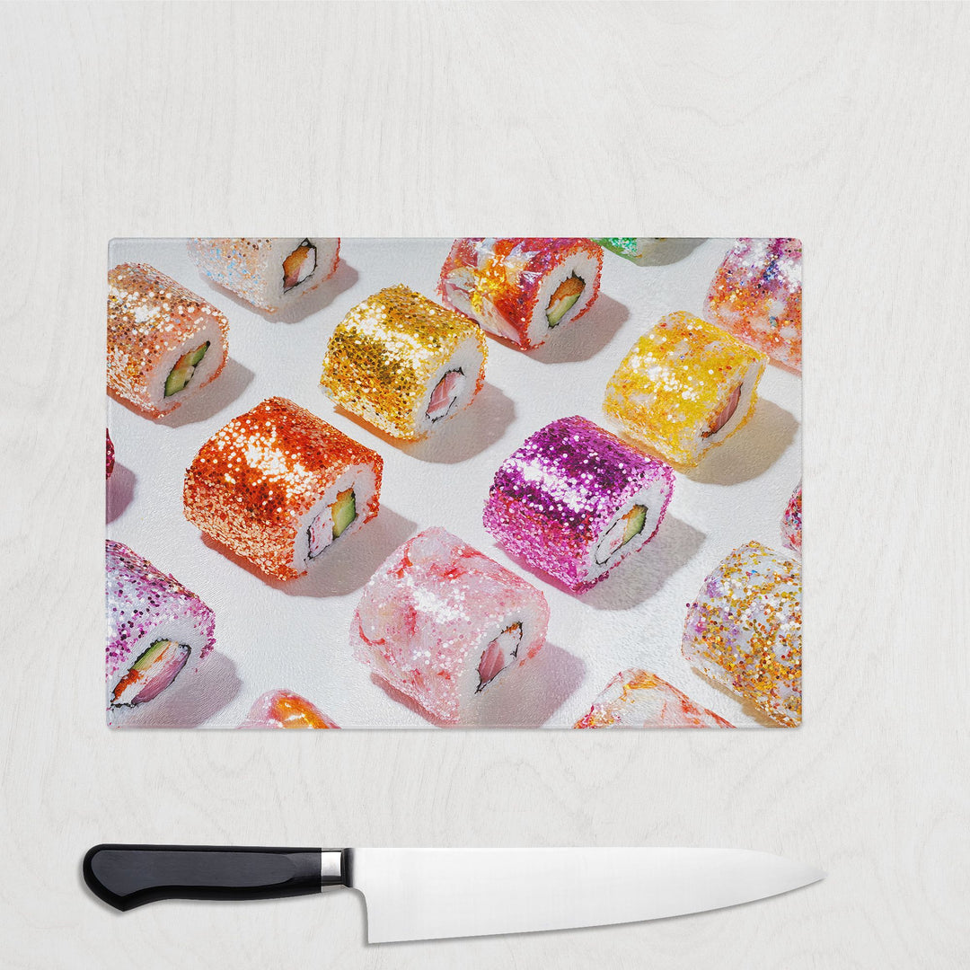 Sushi Glitter Roll Glass Chopping Board - Yililo