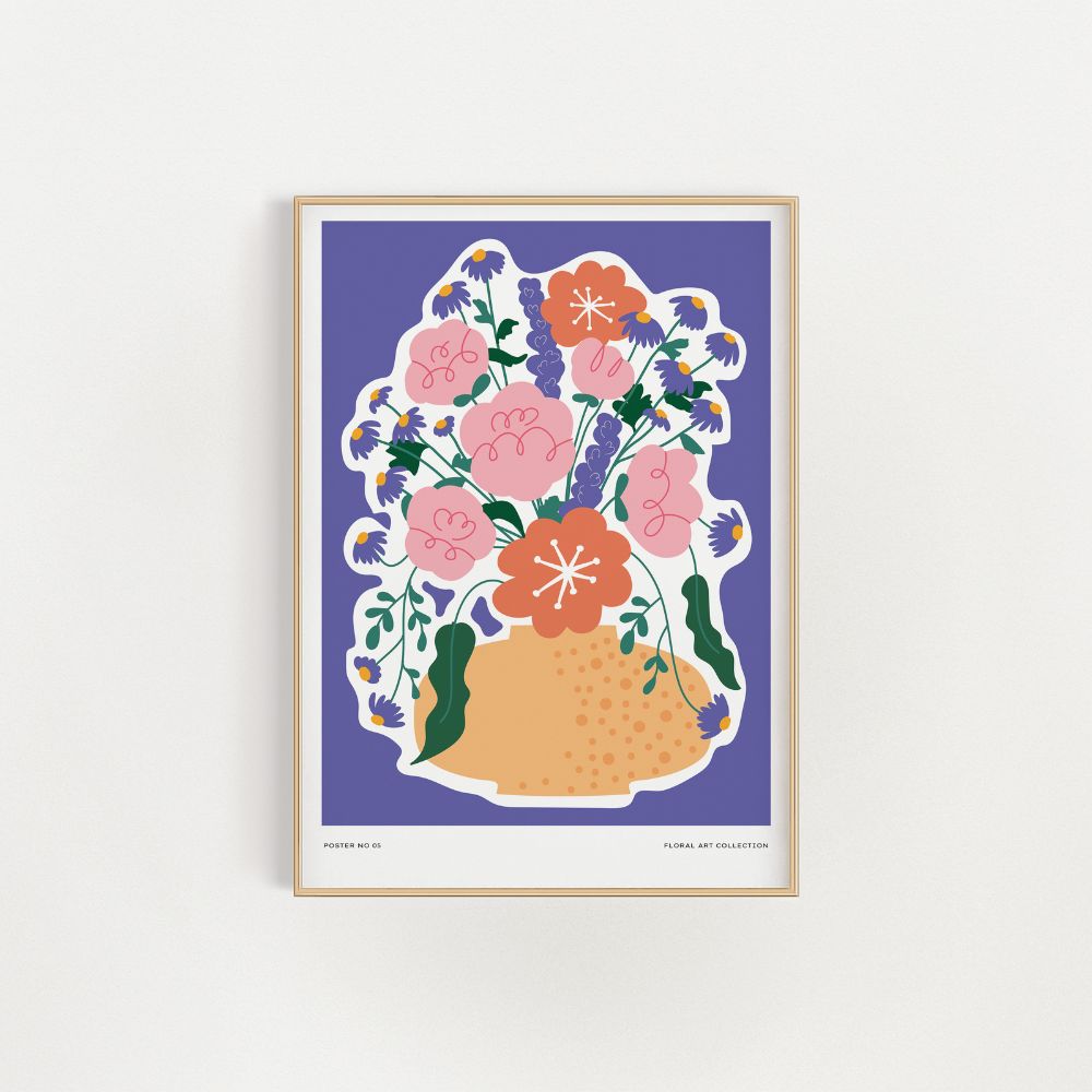 The Floral Vase Bouquet Abstract Wall Art Poster - Yililo