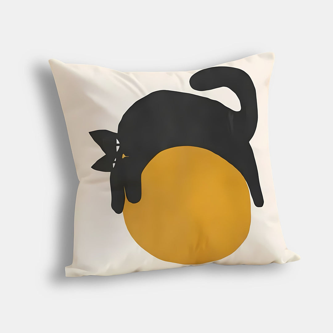 The Lazy Black Cat Cushion Cover 45cm - Yililo