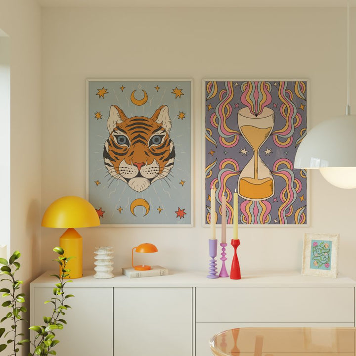 The Mystic Tiger Blue Wall Art Poster Print - Yililo