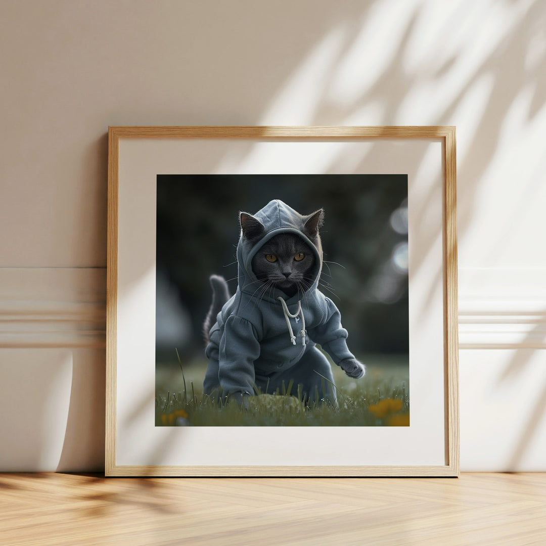 The Ninja Cat Funny Wall Art Poster - Yililo