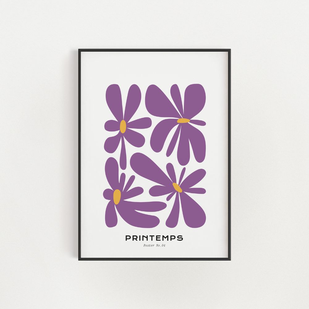 The Purple Abstract Flowers Wall Art Poster - Yililo