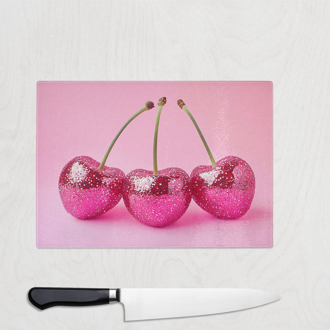 Triple Cherry Glass Chopping Board - Yililo