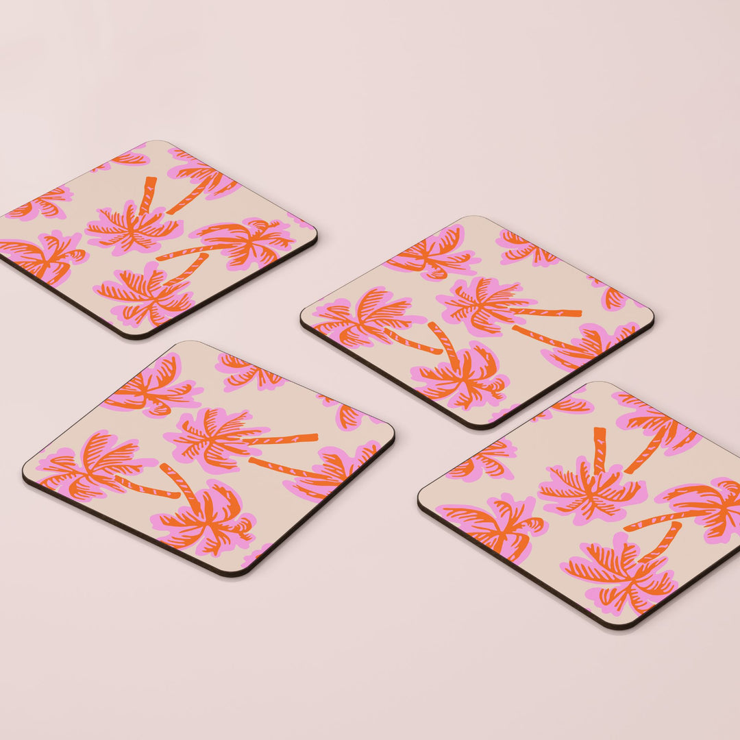 Tropical Vibes Cork Coaster Set Of 4 - Yililo