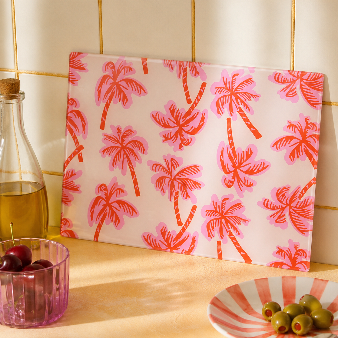 Tropical Vibes Glass Chopping Board