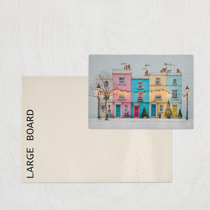 Board with a colorful street scene and 'Large Board' text on a white background